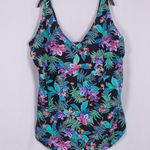 NWT SWIMSUITS FOR ALL Floral Sarong Front One Piece Swimsuit Size 34 Photo 1
