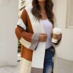 Miss Sparkling Oversized Cozy Colorblock Open Cardigan Brown Size M Photo 1