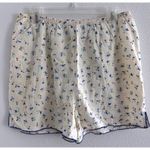 Ditzy Floral Shorts Womens Large Cream Cotton Cottagecore Prairie Lounge Blue Photo 0