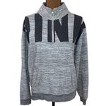 PINK - Victoria's Secret Pink Victoria’s Secret spell out logo quarter zip sweatshirt grey and black sz M Photo 1