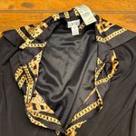 Cache  Black Chain Print Collar Long Sleeve Midi Dress XS vintage VTG Photo 2