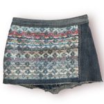 Ramy Brook Denim Jean Oliver Tweed Skort Shorts Skirt Woven Raw Hem Small Photo 0