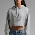 Beach Patrol Top Woman's Small Cropped Gray California Embroidered Hooded Photo 0