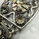 Abalone Shell Rhinestone Statement Chain Link Belt One Size (OS) ✨ Silver Photo 9