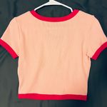 Pink Ribbed Crop Top with hot pink Trim Size M Photo 1