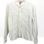 90s NARA CARMICIE Vintage White Pin Tuck Mandarin Collar Button Up Size L Photo 7