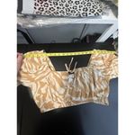 H&M Crop Top Size M Mustard Yellow Zebra Print 3/4 Balloon Sleeve Boho Chic Size M Photo 6
