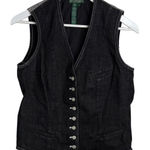 Ralph Lauren Lauren Jeans Company Denim Button-Front Vintage Vest W1744 Sz L Photo 0