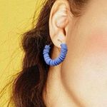 Colorful Blue NWT Geometric Circle Clay Hoop Earrings Brand New In Packaging Photo 0