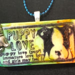NIB Handmade Puppy Love Domino Necklace Orange Photo 0