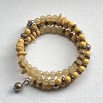 New York & Company Wrap Wrist Beaded Yellow Earth Tone Bracelet Photo 0