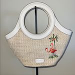 Tommy Bahama NWT- Cream and Tan Crossbody Bag w/ Flamingo 🦩 and Palm Tree 🌴 Photo 0