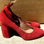 Lewit Emilia Ankle Strap Pump High Heels Almond Toe Suede Leather Red 35.5 5 Photo 2