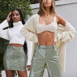 Camila Coelho NEW Revolve Cyrus Faux Patent Leather Pants Sage Green XS NWT Photo 3