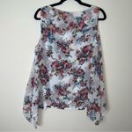 Roz & Ali | White Floral Sleeveless Chiffon Layered Blouse | Large Photo 1