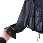 Top Shop Black Satiny Puffed Sleeve Blouse Size 10 Photo 10