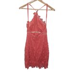 ASTR  the label crocheted lace bodycon sheath halter dress cross straps size M Photo 2