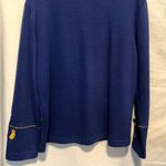 Onque Casuals Womens Cardigan Jacket Top Full Zip Blue Cotton Holiday Christmas Photo 7