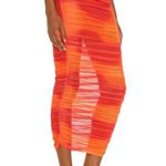Camila Coelho Kelly Ruched Sheer Maxi Skirt in Orange Tie Dye Women's Size M Photo 1