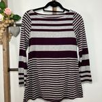 Sunday Grey Burgundy Striped‎ Long Sleeved Shirt Size X Small Purple Photo 1
