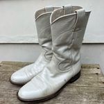 Justin Boots Vintage 90s White Eggshell Pearl Roper Pull On Cowgirl Western 6.5B Photo 3