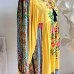 Farm Rio  Lorena Patchwork Floral Yellow Bohemian Tunic Dress Photo 5
