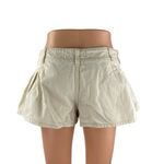 Free People We The Free Beige Mid Rise Pleated A Line Bell Denim Jean Shorts 27 Photo 2