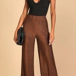 Lulus Size M Follow The Festivities High Wise Wide Leg Pants Copper Metallic NWT Brown Size M Photo 4