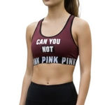 PINK - Victoria's Secret Victoria’s Secret PINK Can you Not Burgundy Racerback Jog Sports Bra Top S Photo 0
