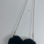 Fuzzy Black Heart Shaped Faux Fur Crossbody Chain Bag Fashion Purse NWOT 9” Wide Photo 0