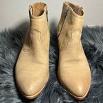Frye  Reina Side Zip Western Ankle Bootie Distressed Size Beige Size 7.5 Photo 2