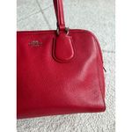 Coach  Red Pebbled Leather Remi Satchel Structured Zip Double Handles Photo 3
