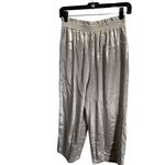 ZARA  XS Metallic Wide-Leg Pants With Tie Waist Silver Photo 4