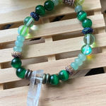 Handmade  Green Jade Natural Gemstone Stretch Bracelet Photo 0