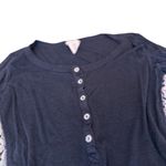 Andrea Jovine Black Long Sleeve Henley Top Contrast White Rose Lace Panels Sz S Photo 5
