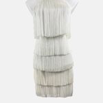 Aidan Mattox  Fringe Mini Sheath Dress in Ivory Photo 1