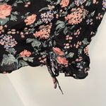 American Eagle AE Cinch Front Floral Top Black Green Short Sleeve Boho Crop Top Photo 9
