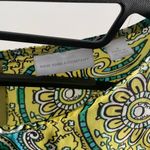 New York And Company New Yor & Company Soho Cowl Neck. Yello & Green Paisley Blouse Zipper Back Photo 3