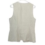 Madewell  Women's V-Neck Linen Blend Cutaway Vest Ivory Black Pinstripe 12 New Photo 5