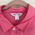Old Navy Sparkle Berry Pink The Boyfriend Shirt Size L Linen Blend Photo 3