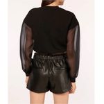 Cami NYC Cami‎ NYC Valeria Puff Mesh Sleeve Sweatshirt Top Black Sz S Photo 1