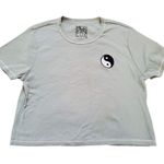 Modern Lux Shirt Women XL Crop Embroidered Ying Yang Ancient Chinese Symbol Photo 5