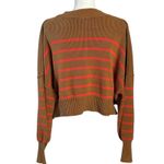 Free People  Easy Street Stripe Crop Pullover Sweater Brown Orange Large Photo 10