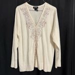 Avenue  Button Front Embroidered Sequined Elegant Pearl Color Cardigan size 14/16 Photo 1