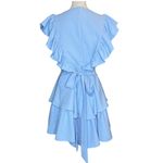 Women's Baby Blue Lace Bust Ruffled Sleeve Layered Hem Romper Waist Tie XXL Photo 2