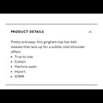 Madewell Black White Gingham Bell Sleeve Cotton Top XS. Photo 2