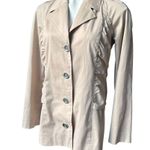 Michael Kors Cream Ruch Detail Short Trench Jacket Back Twist Sash, Sz 8 Tan Photo 2