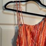Free People Women’s  Mini Dress Rope Tie Ruffle Hem Orange Stripe Size Medium Photo 2