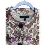 Lafayette 148 New York Floral Embroidered Jacket Brown Purple Size 8 Tan Photo 2