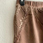 Pretty Angel 🆕 Coffee Lace-Accent Wide-Leg Linen Blend Pants S🆕 Photo 5